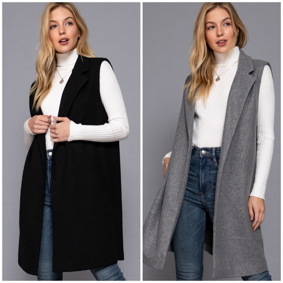 Sophisticated Chic Black Peacoat Vest - Picture 5 of 7